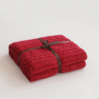 HKM-750163 Cotton Knitted Small Twist Blanket for Spring and Summer - 110x180cm and 180x200cm Options