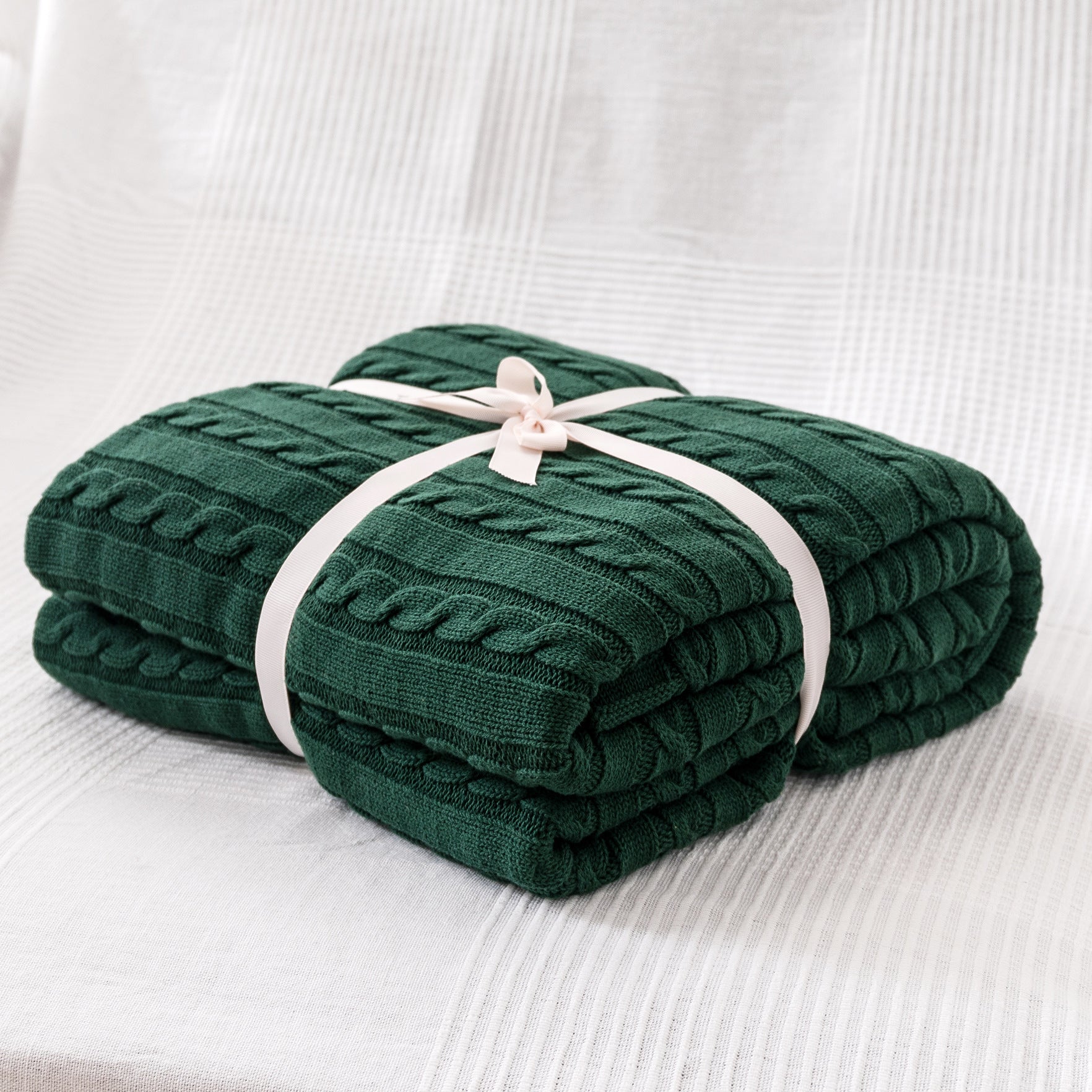 HKM-750163 Cotton Knitted Small Twist Blanket for Spring and Summer - 110x180cm and 180x200cm Options