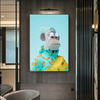 HKM-750163 Yacht Club Monkey Canvas Art for Home Decor - Frameless Spray Painting, Rectangle Shape