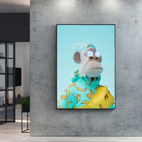 HKM-750163 Yacht Club Monkey Canvas Art for Home Decor - Frameless Spray Painting, Rectangle Shape