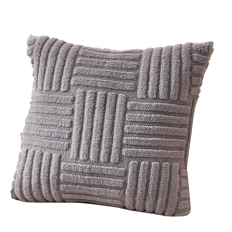 HKM-750227 Modern Velvet Striped Pillow Cover – Comfortable Cushion in White, Brown, Gray, Pink, or Green – 45x45cm