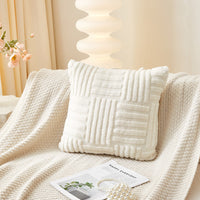 HKM-750227 Modern Velvet Striped Pillow Cover – Comfortable Cushion in White, Brown, Gray, Pink, or Green – 45x45cm