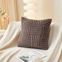 HKM-750227 Modern Velvet Striped Pillow Cover – Comfortable Cushion in White, Brown, Gray, Pink, or Green – 45x45cm