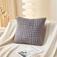 HKM-750227 Modern Velvet Striped Pillow Cover – Comfortable Cushion in White, Brown, Gray, Pink, or Green – 45x45cm