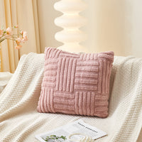 HKM-750227 Modern Velvet Striped Pillow Cover – Comfortable Cushion in White, Brown, Gray, Pink, or Green – 45x45cm
