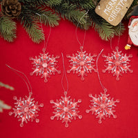 HKM-750291 6-Piece Transparent Acrylic Snowflake Pendant Ornaments for Christmas Decor