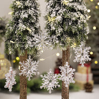 HKM-750291 6-Piece Transparent Acrylic Snowflake Pendant Ornaments for Christmas Decor