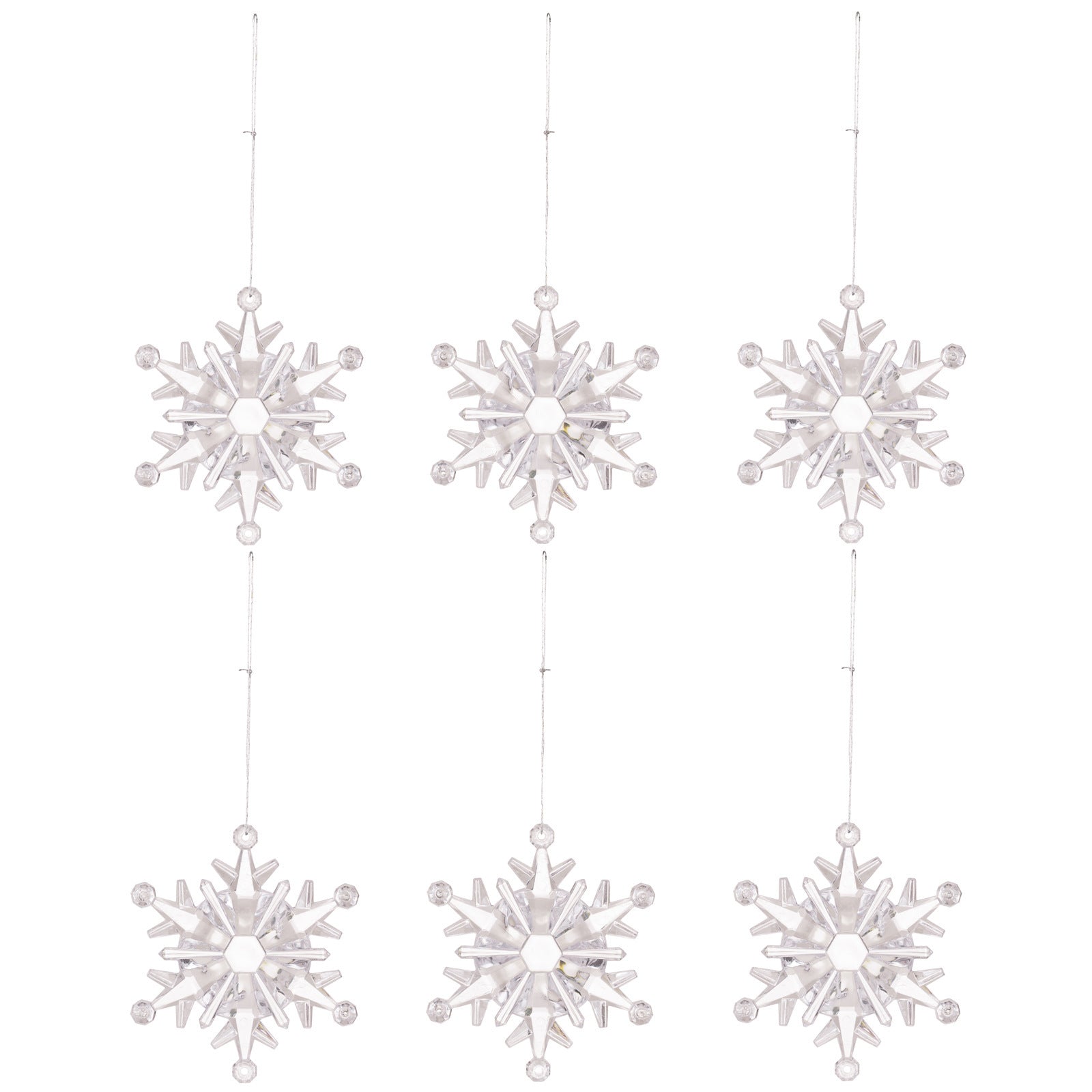 HKM-750291 6-Piece Transparent Acrylic Snowflake Pendant Ornaments for Christmas Decor