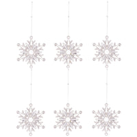 HKM-750291 6-Piece Transparent Acrylic Snowflake Pendant Ornaments for Christmas Decor