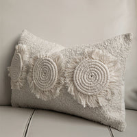 HKM-750291 Beige Cotton Linen Blend Throw Pillow Cover 30x50cm for Bedroom Decor