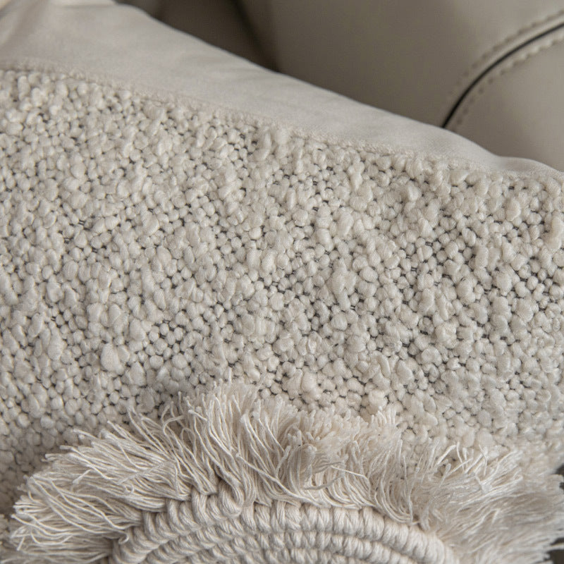 HKM-750291 Beige Cotton Linen Blend Throw Pillow Cover 30x50cm for Bedroom Decor