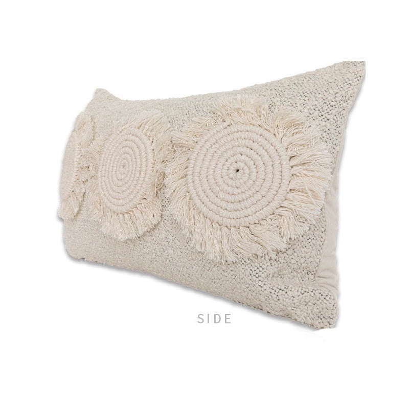 HKM-750291 Beige Cotton Linen Blend Throw Pillow Cover 30x50cm for Bedroom Decor