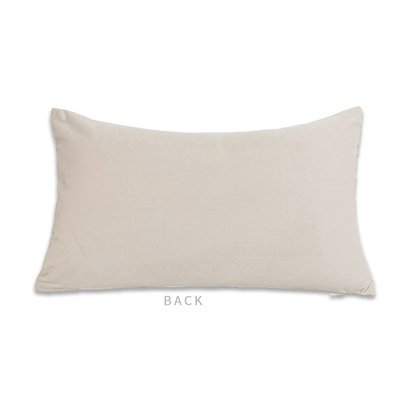 HKM-750291 Beige Cotton Linen Blend Throw Pillow Cover 30x50cm for Bedroom Decor