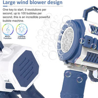 HKM-750419 24-Hole Automatic Bubble Blower Machine Toy for Kids, Creative Soap Water Bubble Launcher