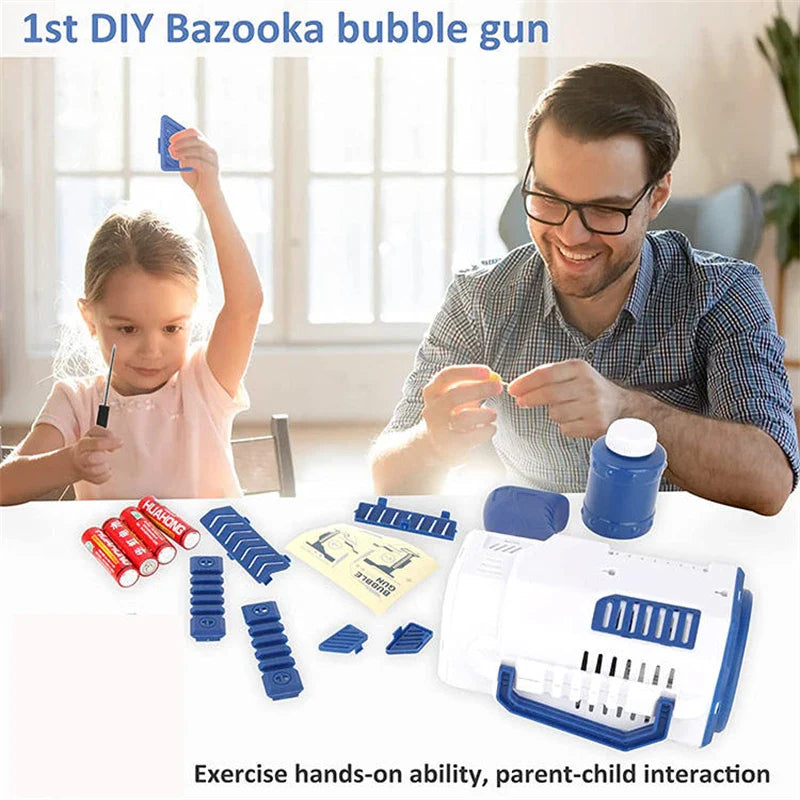 HKM-750419 24-Hole Automatic Bubble Blower Machine Toy for Kids, Creative Soap Water Bubble Launcher