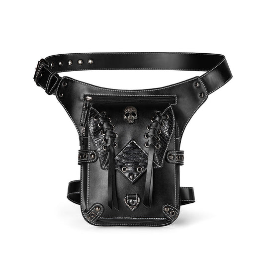 HKM-750419 Retro PU Leather Waist Bag for Cycling and Motorcycling - Versatile Shoulder Messenger Bag with Zipper Pocket and Mobile Phone Compartment
