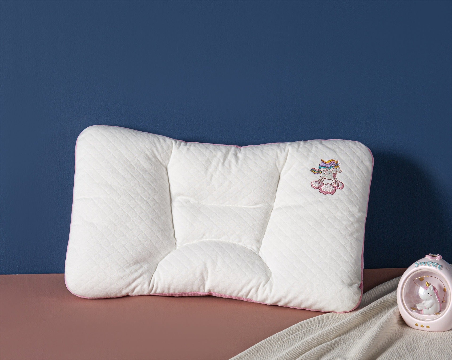 HKM-750483 Cotton Oblong Pillow Core for Kids - Soft Polyester Filler, 50x30 cm, Stylish Decor in Car White and Small Rocket