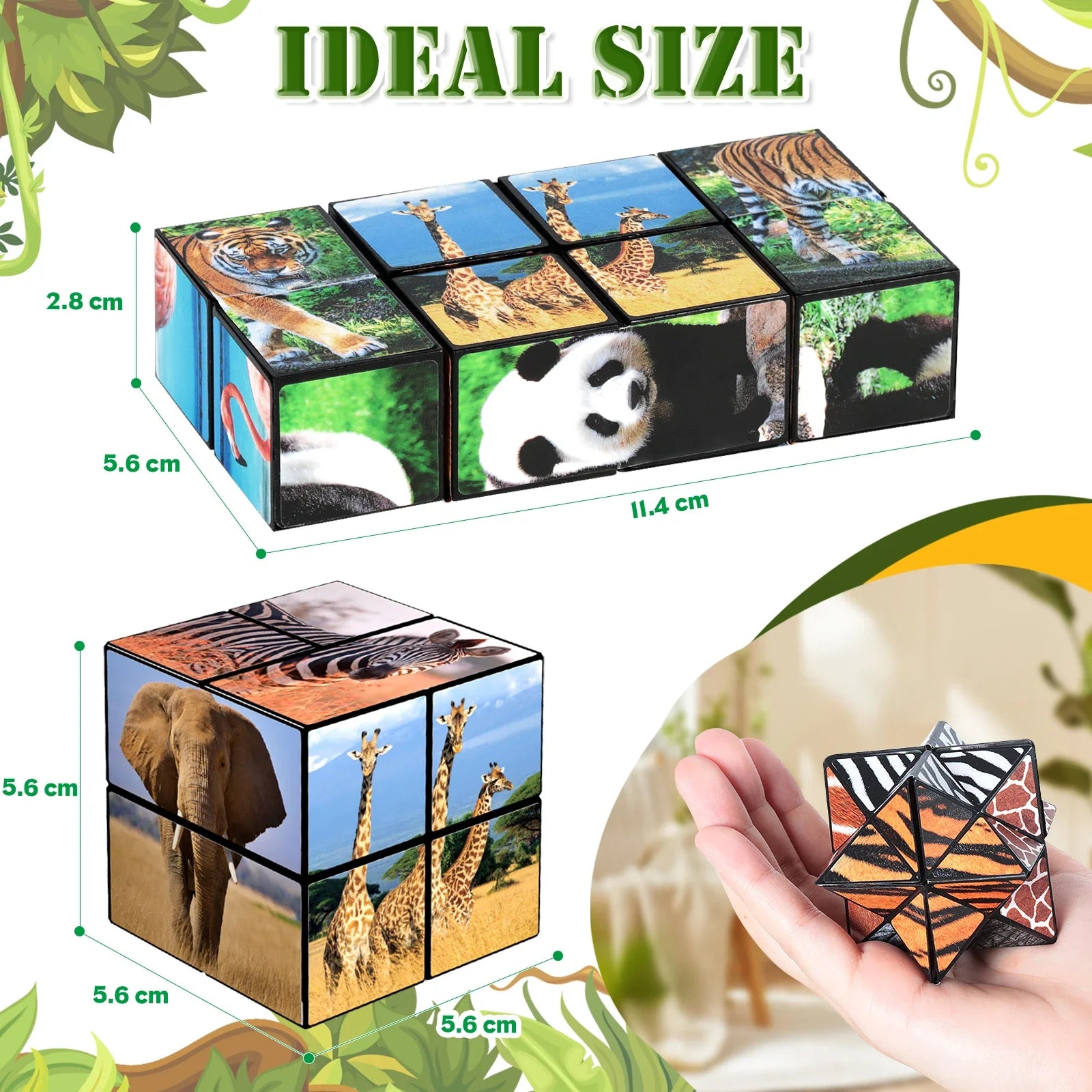 HKM-750739 2-in-1 Shape Shifting Infinity Magic Cube Stress Relief Puzzle Toy for All Ages