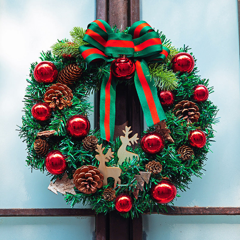 HKM-750931 Handmade 40cm Deer Christmas Garland Decoration with Free Hook