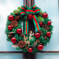 HKM-750931 Handmade 40cm Deer Christmas Garland Decoration with Free Hook