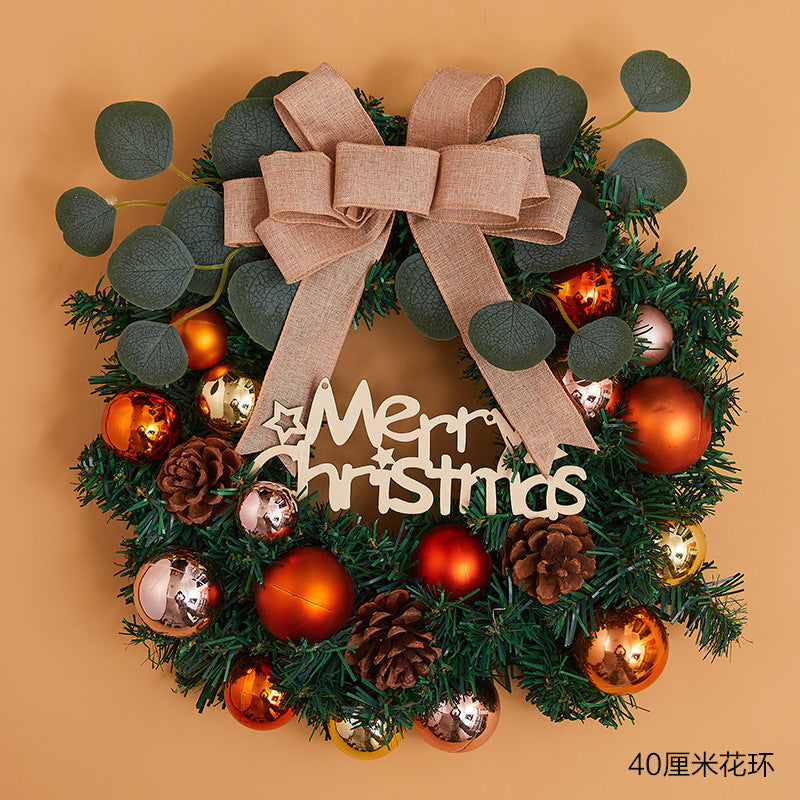 HKM-750931 Handmade 40cm Deer Christmas Garland Decoration with Free Hook