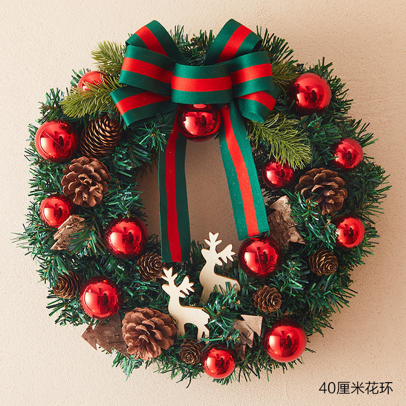 HKM-750931 Handmade 40cm Deer Christmas Garland Decoration with Free Hook