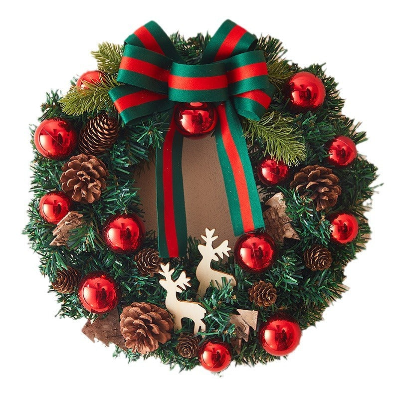 HKM-750931 Handmade 40cm Deer Christmas Garland Decoration with Free Hook