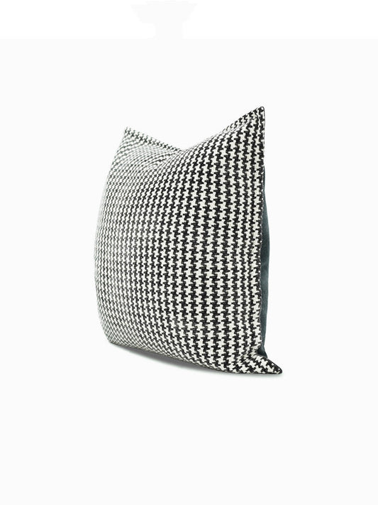 HKM-750995 Black and White Houndstooth Cotton Linen Cushion Pillow Available in Multiple Sizes