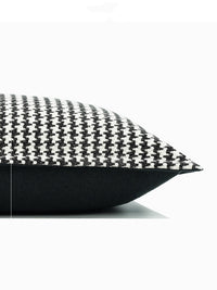 HKM-750995 Black and White Houndstooth Cotton Linen Cushion Pillow Available in Multiple Sizes