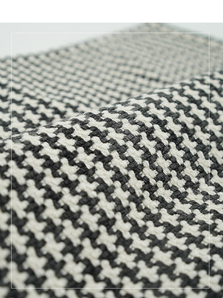HKM-750995 Black and White Houndstooth Cotton Linen Cushion Pillow Available in Multiple Sizes
