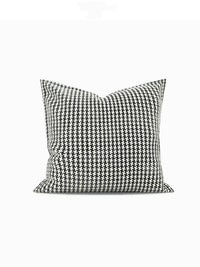 HKM-750995 Black and White Houndstooth Cotton Linen Cushion Pillow Available in Multiple Sizes