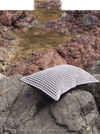 HKM-750995 Black and White Houndstooth Cotton Linen Cushion Pillow Available in Multiple Sizes