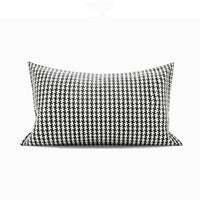 HKM-750995 Black and White Houndstooth Cotton Linen Cushion Pillow Available in Multiple Sizes