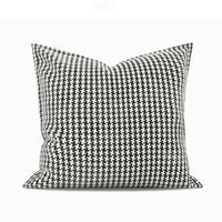 HKM-750995 Black and White Houndstooth Cotton Linen Cushion Pillow Available in Multiple Sizes