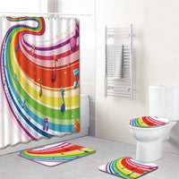 HKM-750995 Music Note Colorful Bathroom Carpet and Shower Curtain Set - Water-Absorbent Non-Slip Mat, 4-Piece Collection