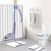 HKM-750995 Music Note Colorful Bathroom Carpet and Shower Curtain Set - Water-Absorbent Non-Slip Mat, 4-Piece Collection
