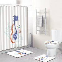 HKM-750995 Music Note Colorful Bathroom Carpet and Shower Curtain Set - Water-Absorbent Non-Slip Mat, 4-Piece Collection