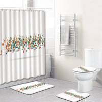 HKM-750995 Music Note Colorful Bathroom Carpet and Shower Curtain Set - Water-Absorbent Non-Slip Mat, 4-Piece Collection