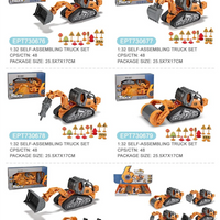 HKM-751123 1:16 Scale Mini Construction Truck Set with Lights and Music for Kids - Excavator and Transport Vehicle