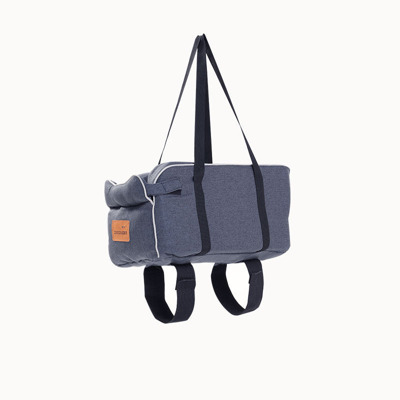 HKM-751123 Universal Pet Car Cushion for Cats and Dogs - Dark Blue or Plaid, Foldable with Shoulder Strap, Indoor and Outdoor Use