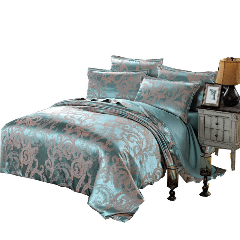 KTX-752083 Cotton Satin 4-Piece Bedding Set with Lace Design - Various Sizes Available