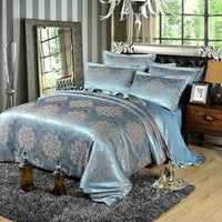 HKM-752083 Cotton Satin 4-Piece Bedding Set with Lace Design - Various Sizes Available