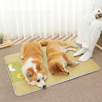 HKM-752083 Upgraded Yellow Rattan Woven Cooling Dog Mat - Available in Four Sizes