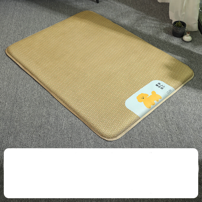 HKM-752083 Upgraded Yellow Rattan Woven Cooling Dog Mat - Available in Four Sizes