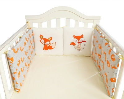 HKM-752147 Cotton Baby Bed Bumper Set - 6 Soft Filling Pieces for Crib Protection
