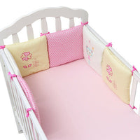 HKM-752147 Cotton Baby Bed Bumper Set - 6 Soft Filling Pieces for Crib Protection