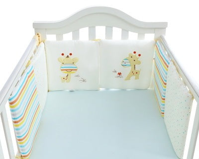 HKM-752147 Cotton Baby Bed Bumper Set - 6 Soft Filling Pieces for Crib Protection
