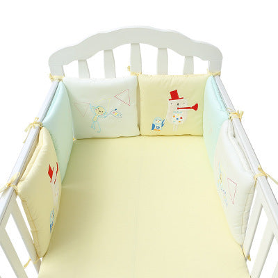 HKM-752147 Cotton Baby Bed Bumper Set - 6 Soft Filling Pieces for Crib Protection