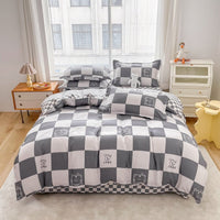 HKM-752147 Cotton Four-Piece Student Dormitory Fitted Sheet Set with Floral and Plant Patterns