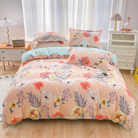HKM-752147 Cotton Four-Piece Student Dormitory Fitted Sheet Set with Floral and Plant Patterns
